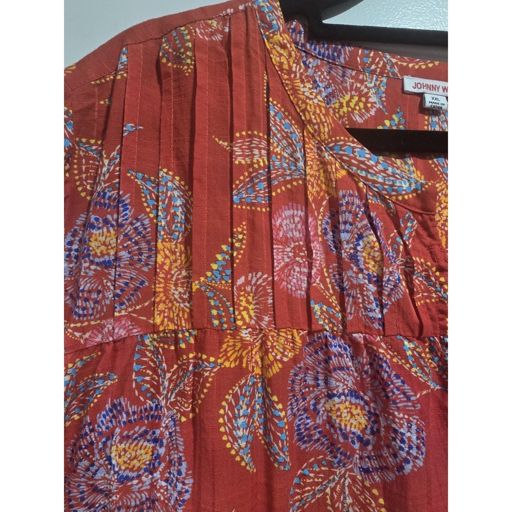 Johnny Was Women's Whimsical Hibiscus Pleated Yoke Dress Size XXL MSRP $270 - Picture 4 of 14